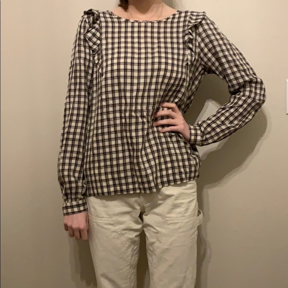 Plaid-like long sleeve shirt
